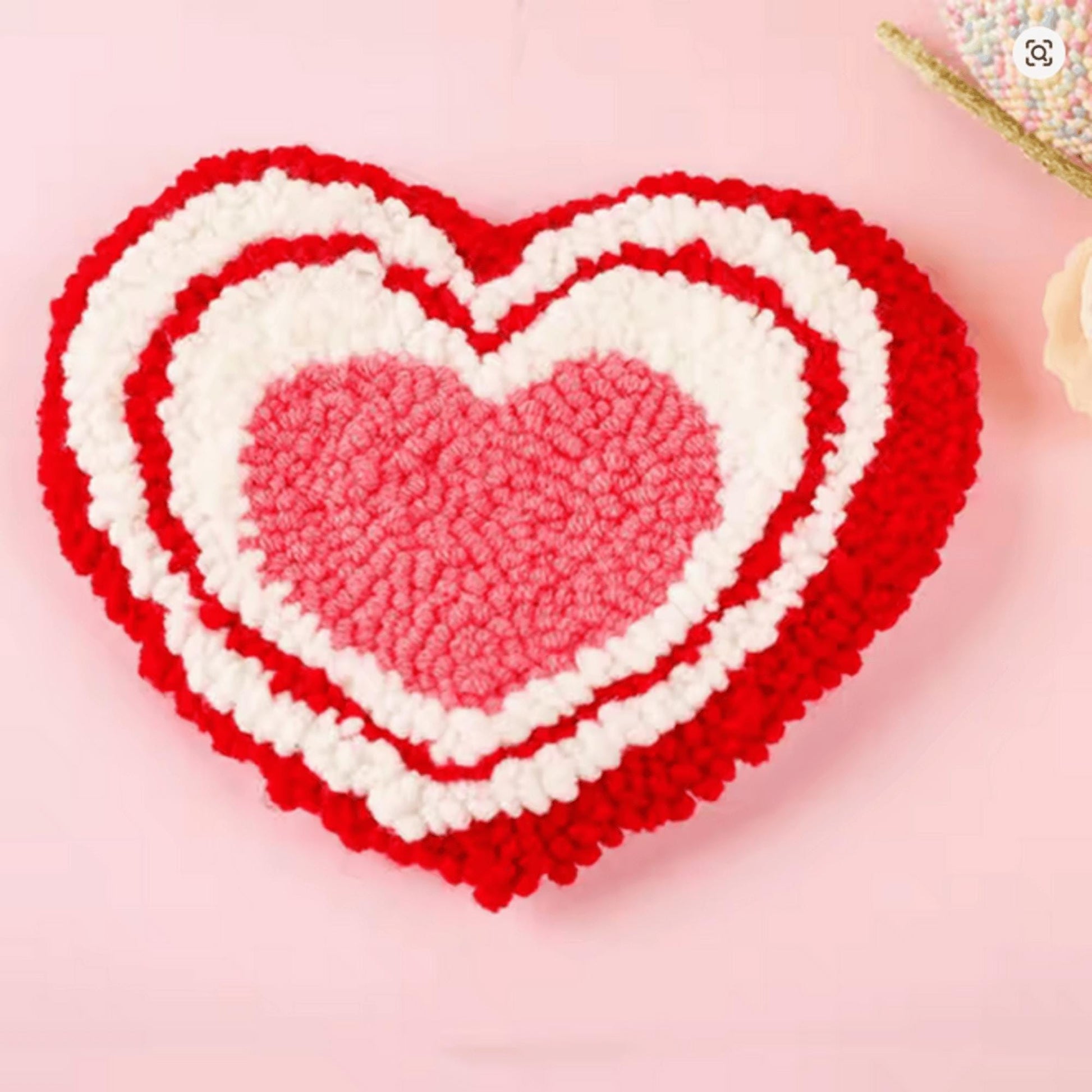 2PCS Heart Pattern Punch Needle Embroidery Coaster Kit – DIY Craft Set for Adults