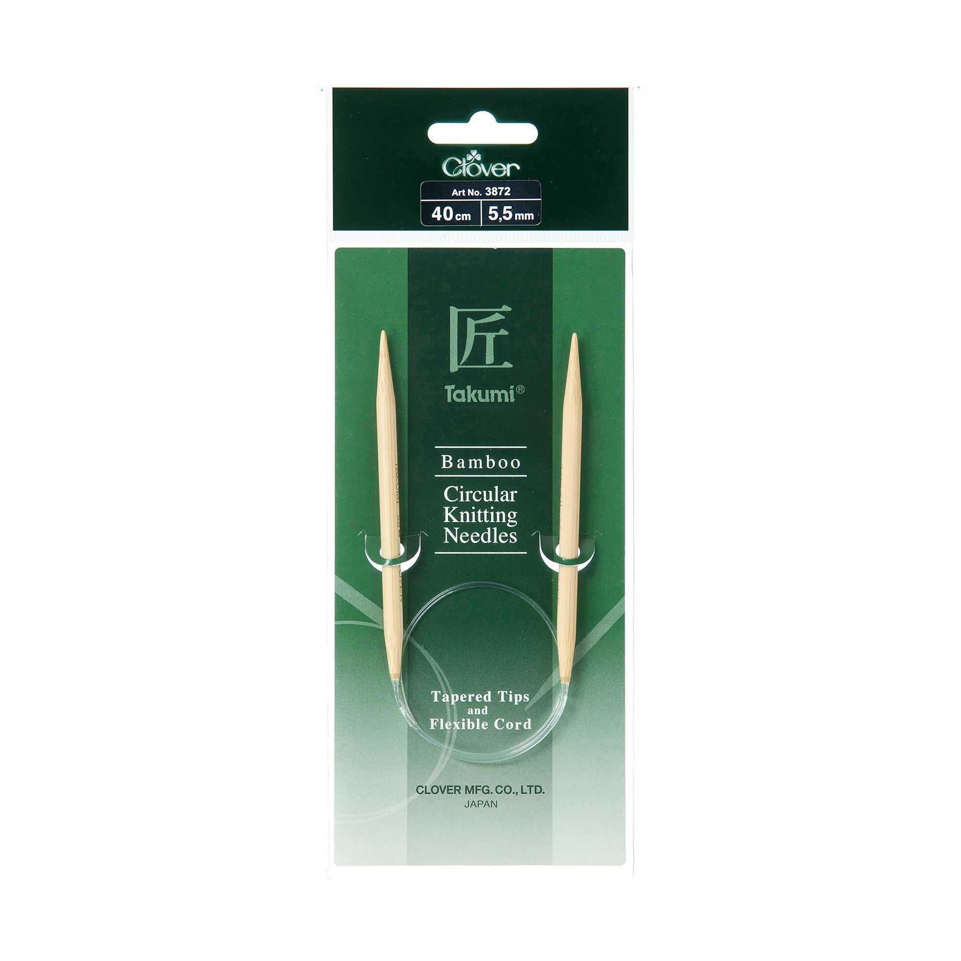 Clover Bamboo Circular Knitting Needles – Takumi Tapered Tips 40cm (5.50mm) – 3872