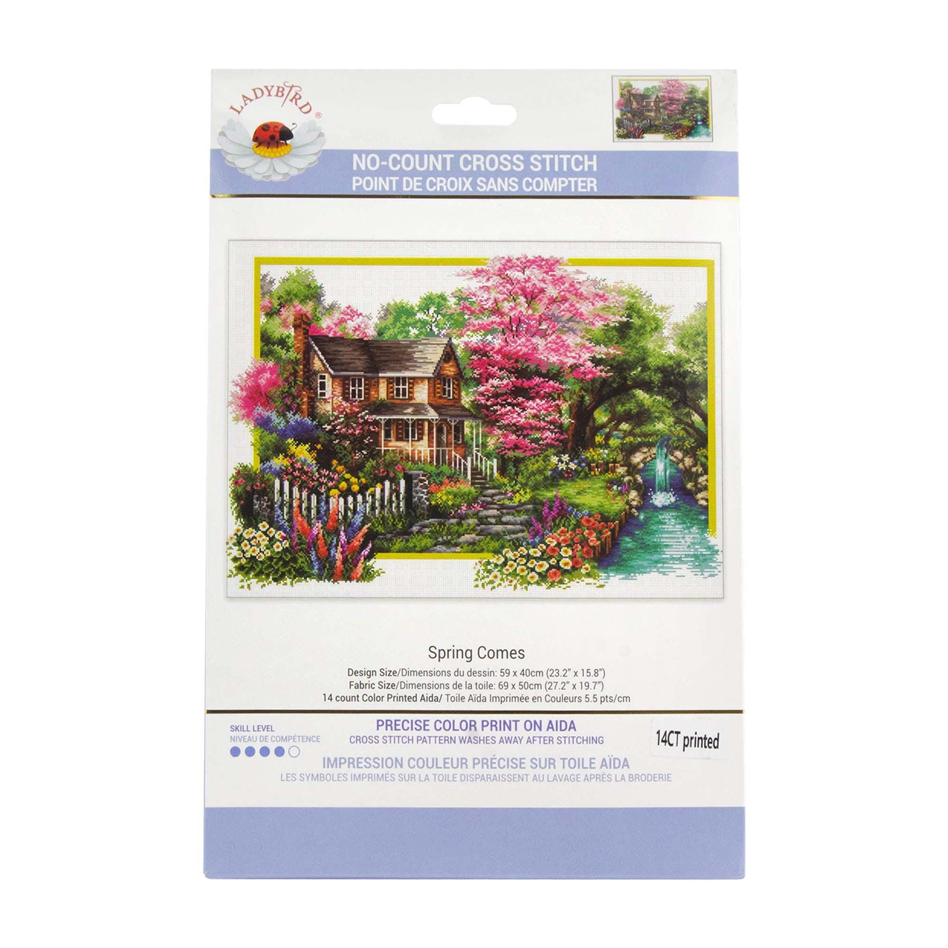 Ladybird Designs No Count Cross Stitch Kit – Spring Comes (Printed 14ct Aida, 59x40cm)