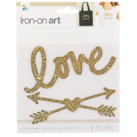 Momenta Iron-On Glitter Designs – 3 Feathers or Love