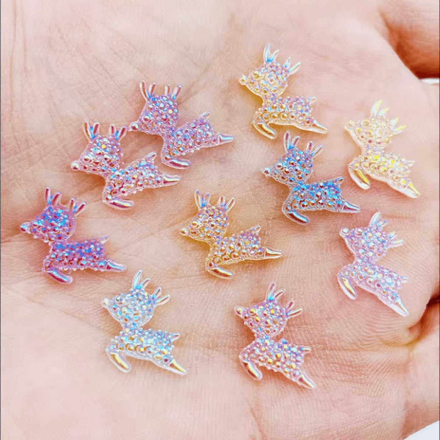 Kawaii DIY Charms Cabochons 10 pcs - Crowns, Fish, Reindeer, Carrots, Butterflies, Starfish