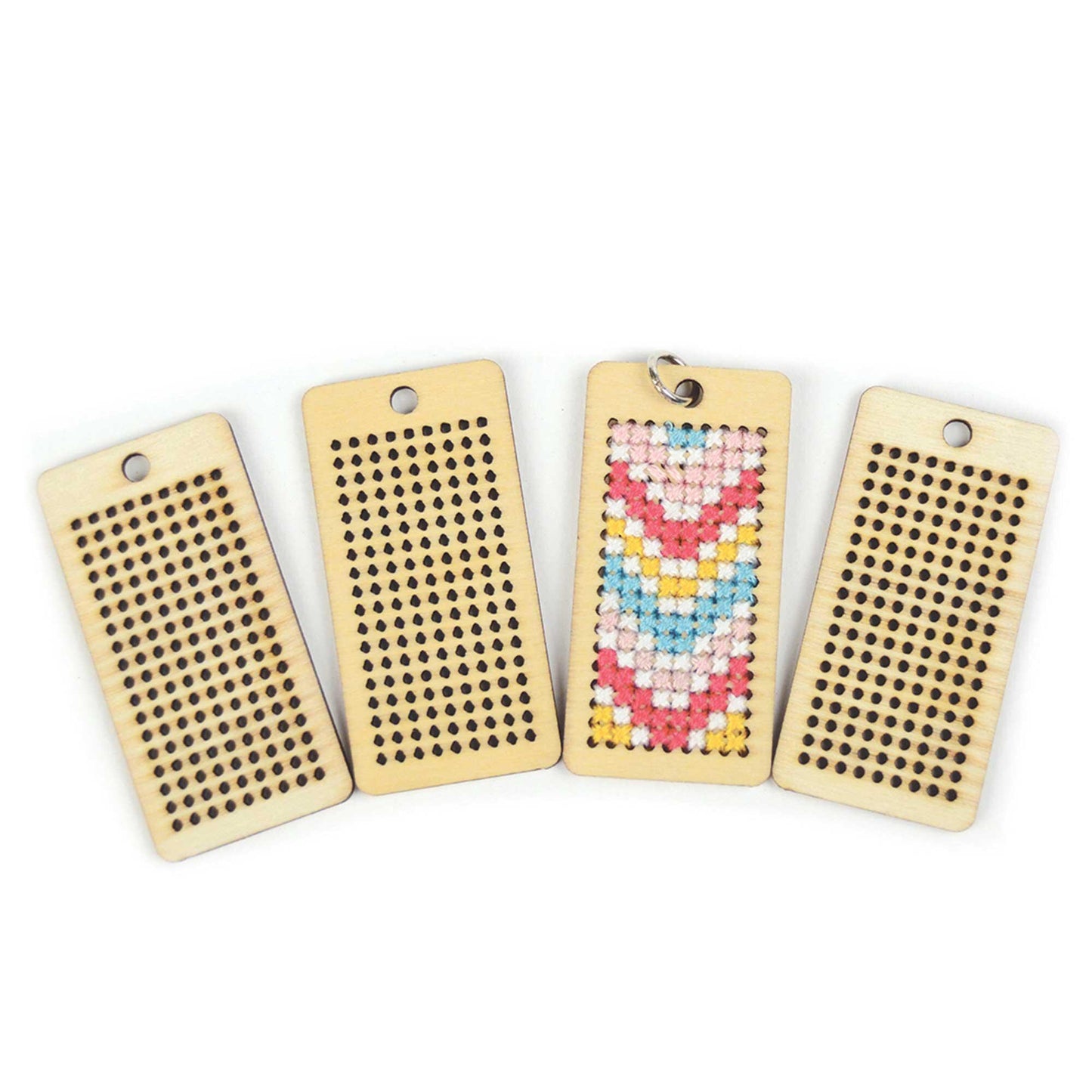 Cross Stitch Wood Charms – 4 Pack