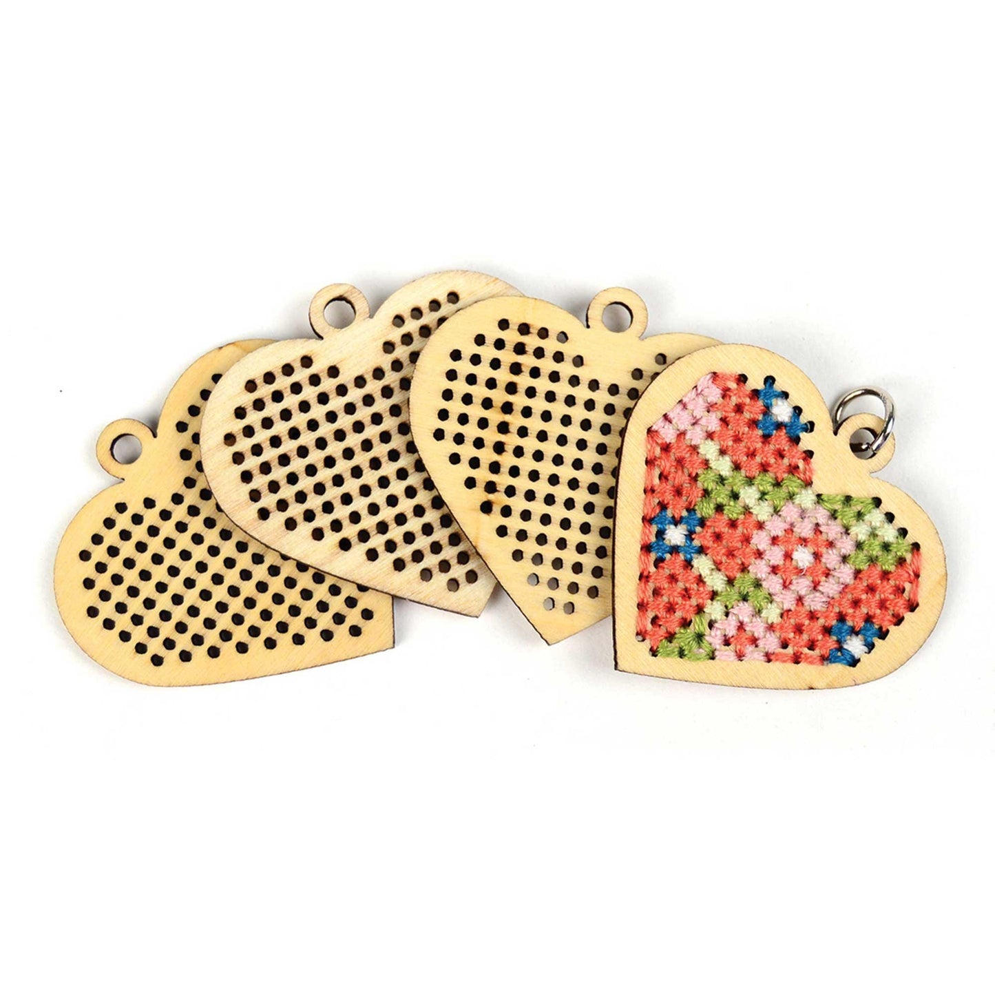 Cross Stitch Wood Charms – 4 Pack