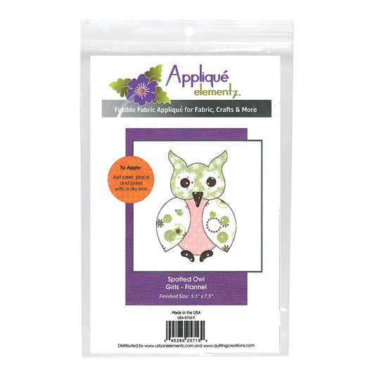 Applique Elementz – Laser Cut Fabric Shapes – Spotted Owl (Blue or Pink)