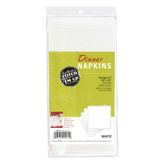 Aunt Martha’s Stitch ‘Em Up Dinner Napkins – White (4 Pack)