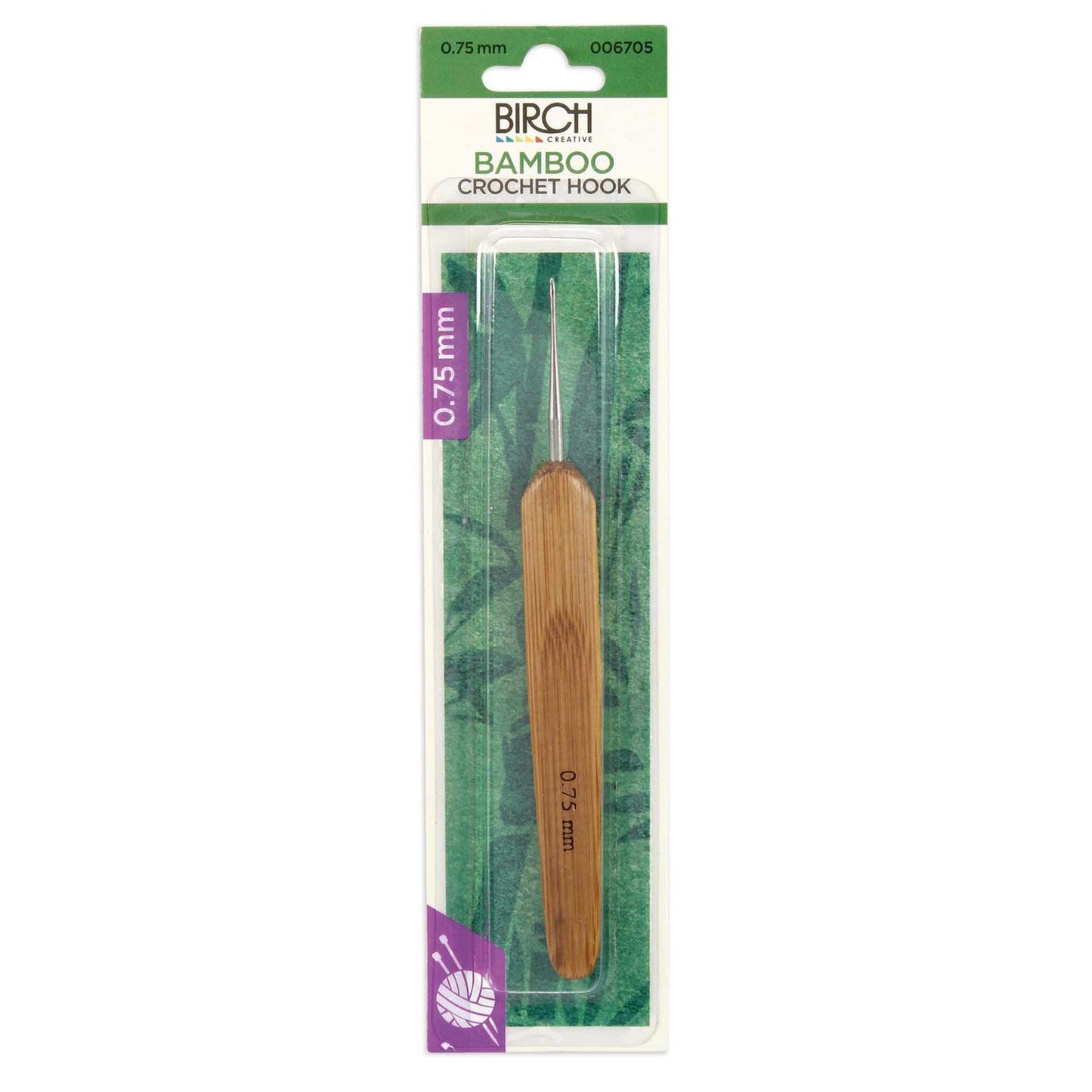 Birch Bamboo Crochet Hook With Flat Handle .6mm - 1.75mm