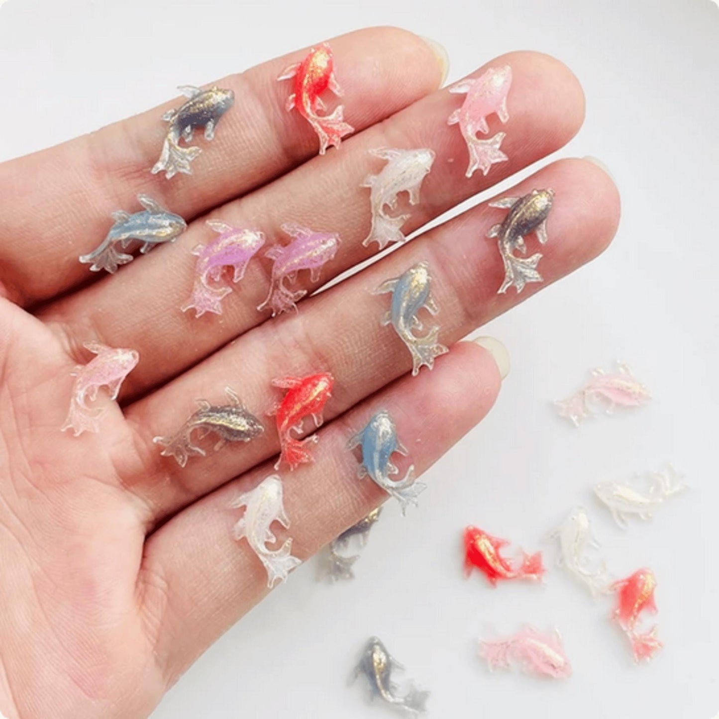 Kawaii DIY Charms Cabochons 10 pcs - Ice Cream, Gold Fish, Hearts, Swan, Shells, Skulls, Squid