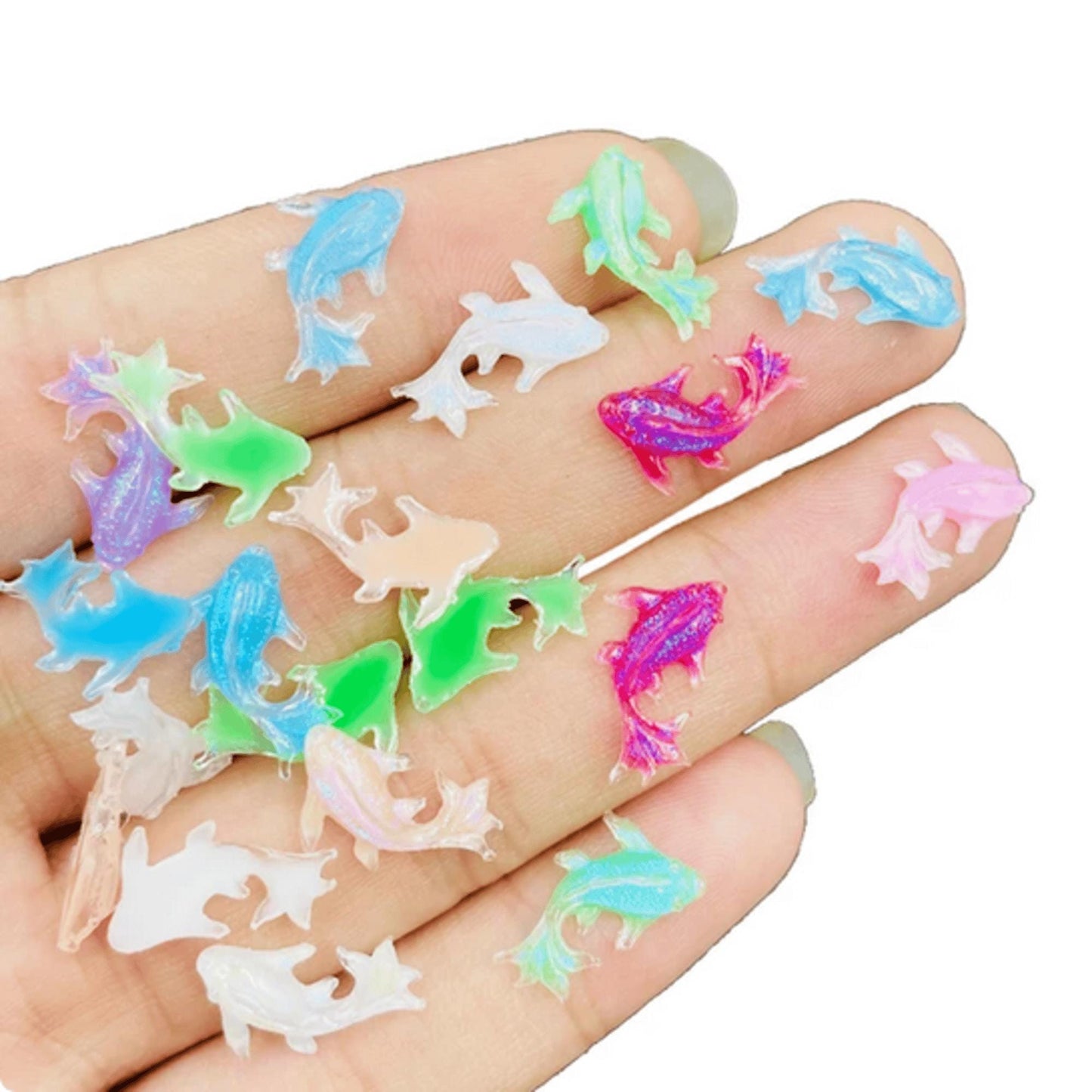 Kawaii DIY Charms Cabochons 10 pcs - Ice Cream, Gold Fish, Hearts, Swan, Shells, Skulls, Squid