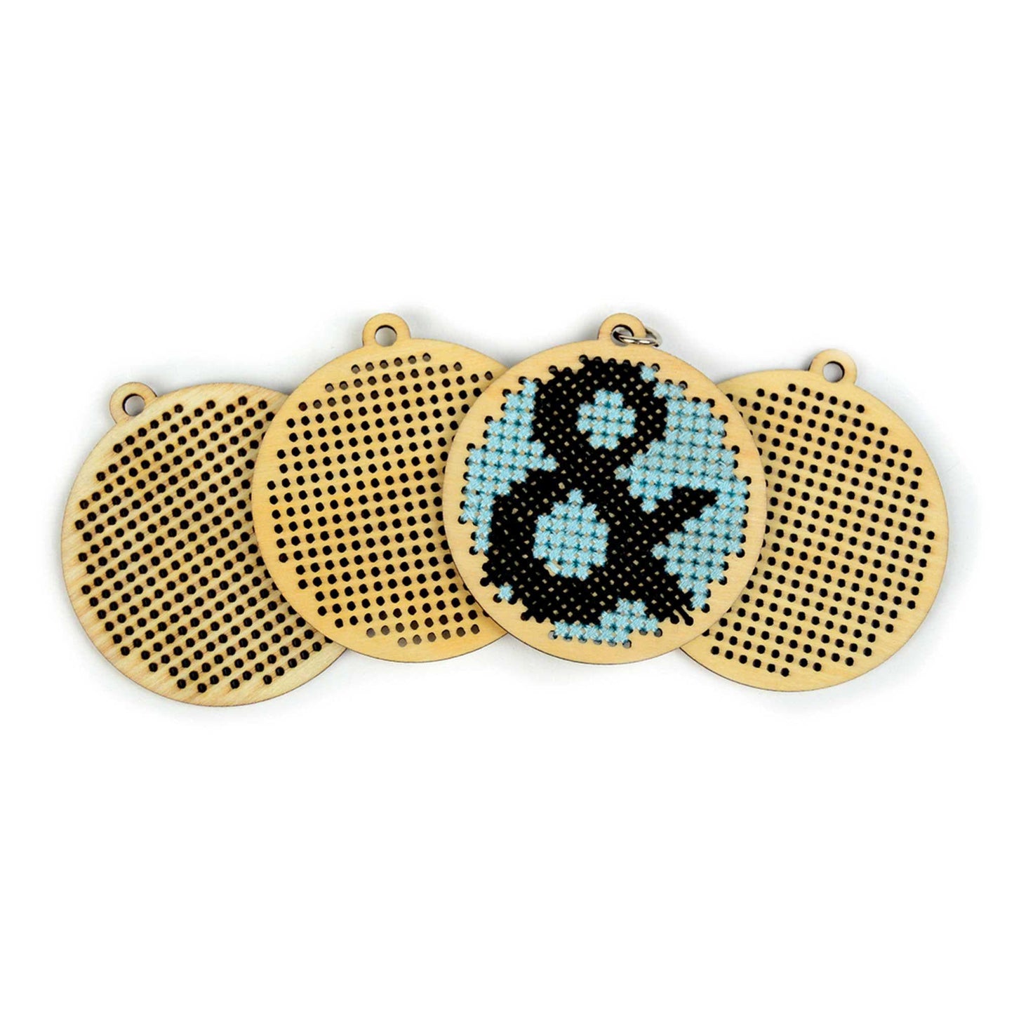 Cross Stitch Wood Charms – 4 Pack