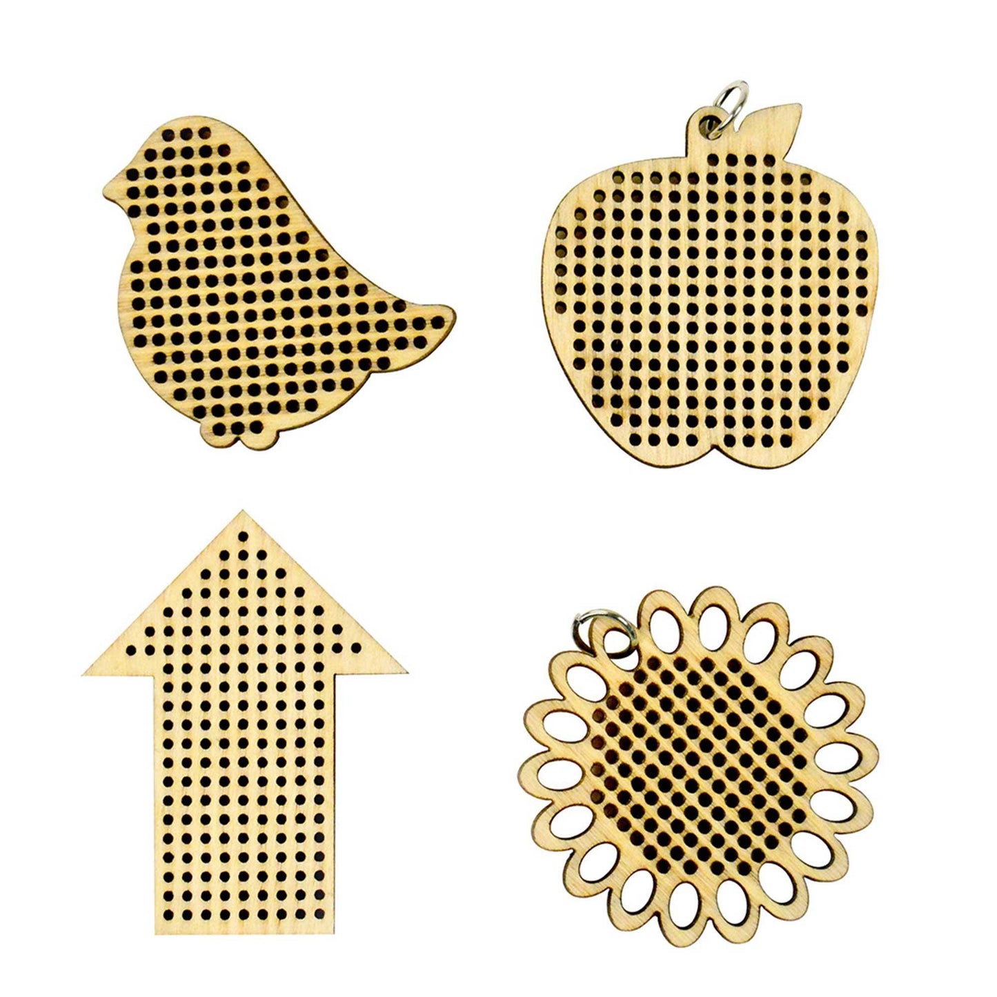 Cross Stitch Wood Charms – 4 Pack