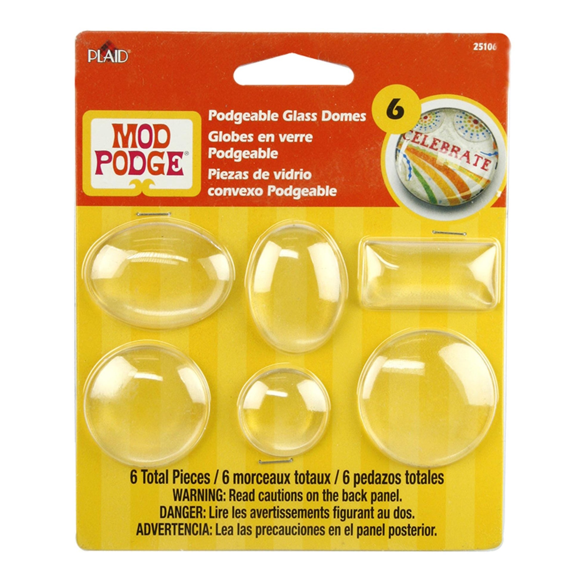 Plaid Mod Podge Glass Domes – 6pcs