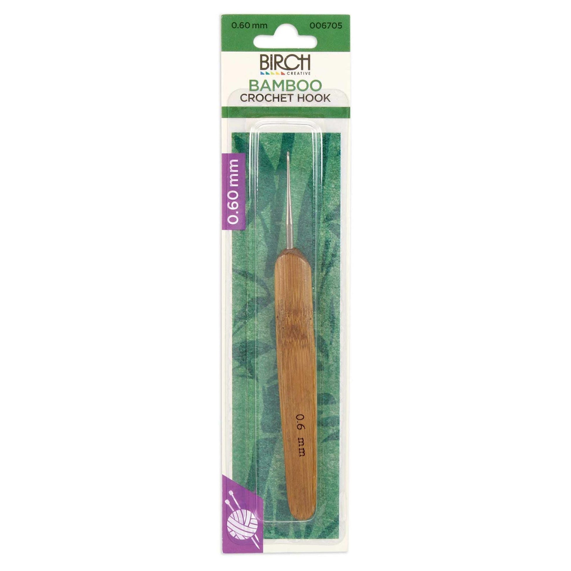 Birch Bamboo Crochet Hook With Flat Handle .6mm - 1.75mm