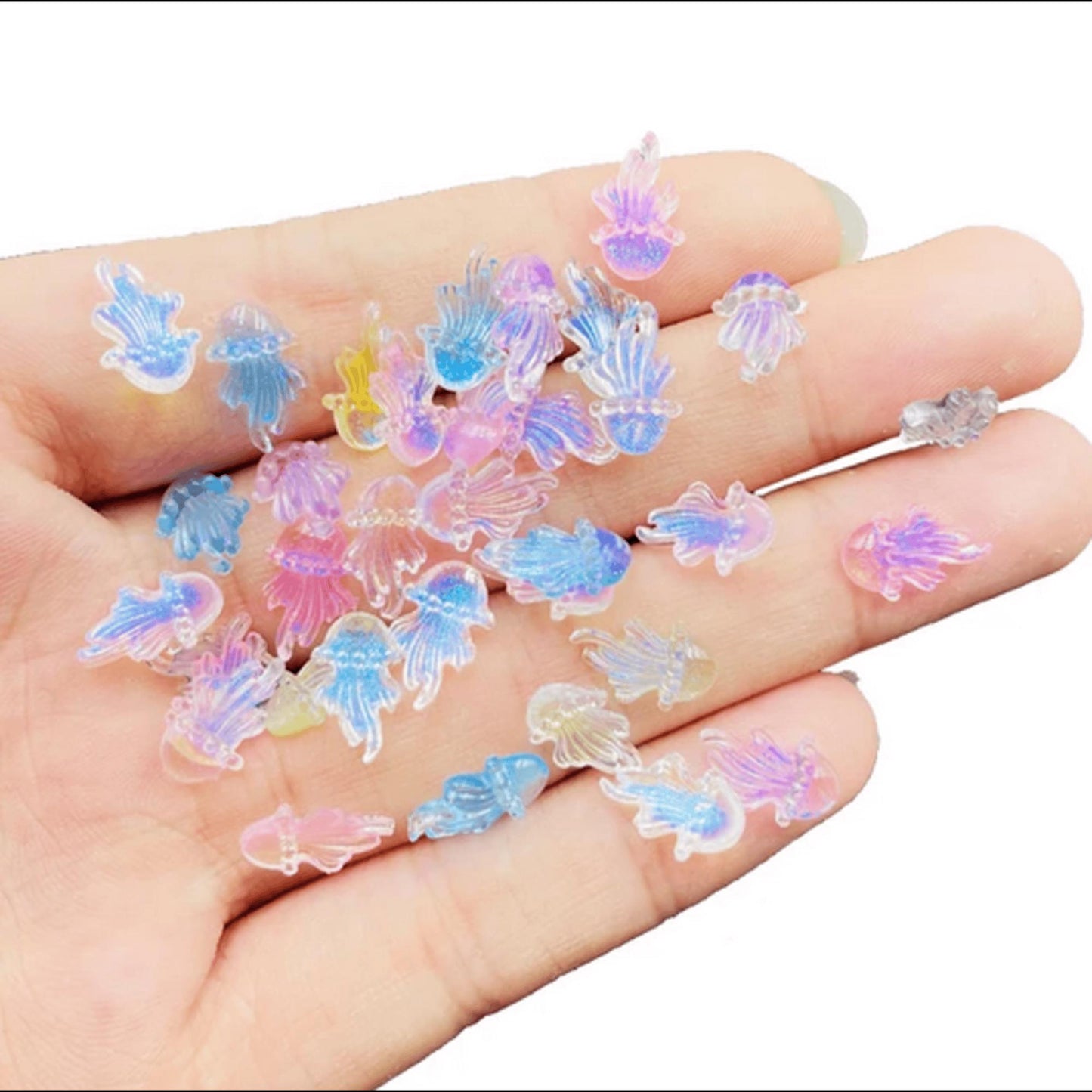 Kawaii DIY Charms Cabochons 10 pcs - Ice Cream, Gold Fish, Hearts, Swan, Shells, Skulls, Squid