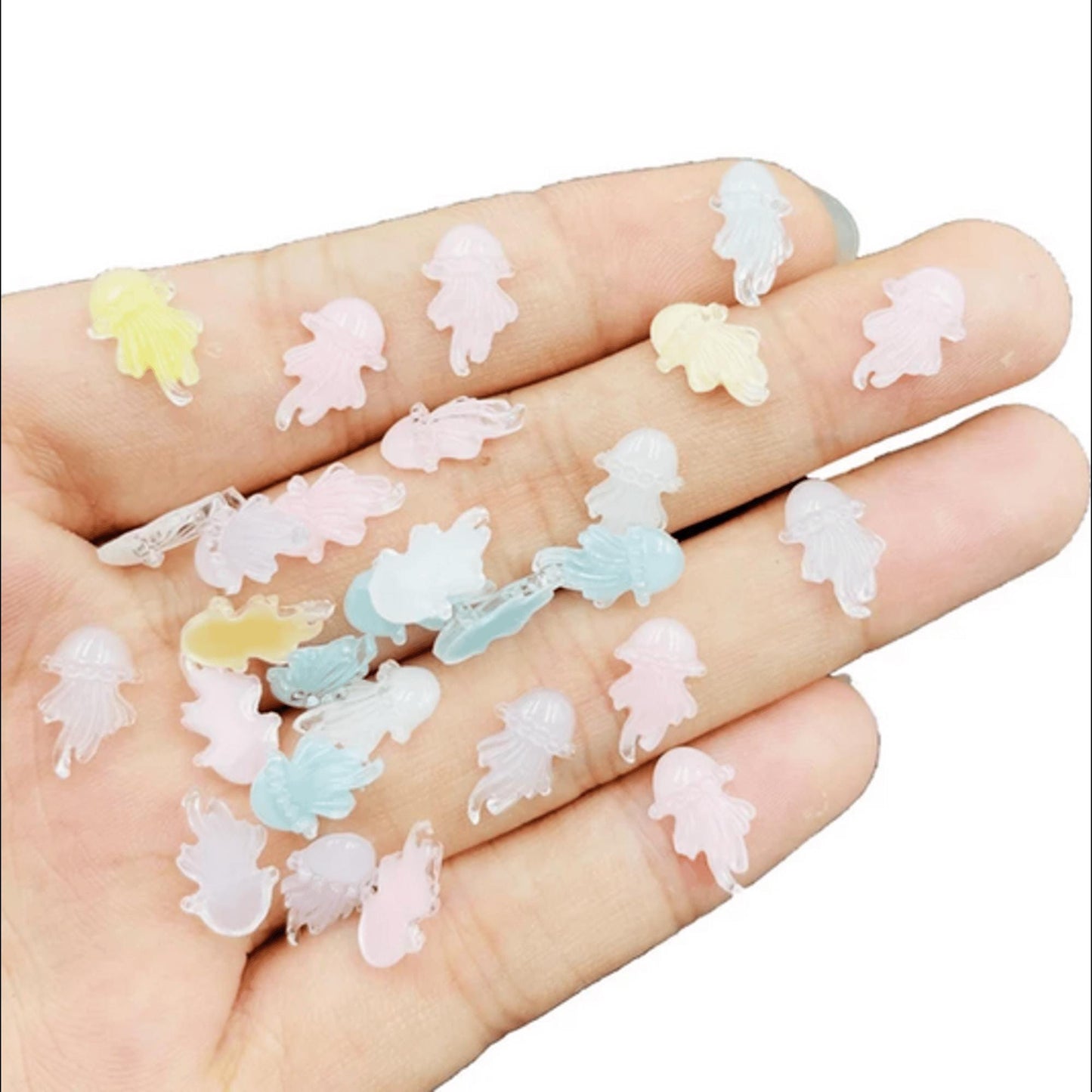 Kawaii DIY Charms Cabochons 10 pcs - Ice Cream, Gold Fish, Hearts, Swan, Shells, Skulls, Squid