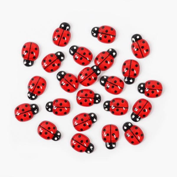 10 Resin Flatback Ladybugs in Assorted Colors