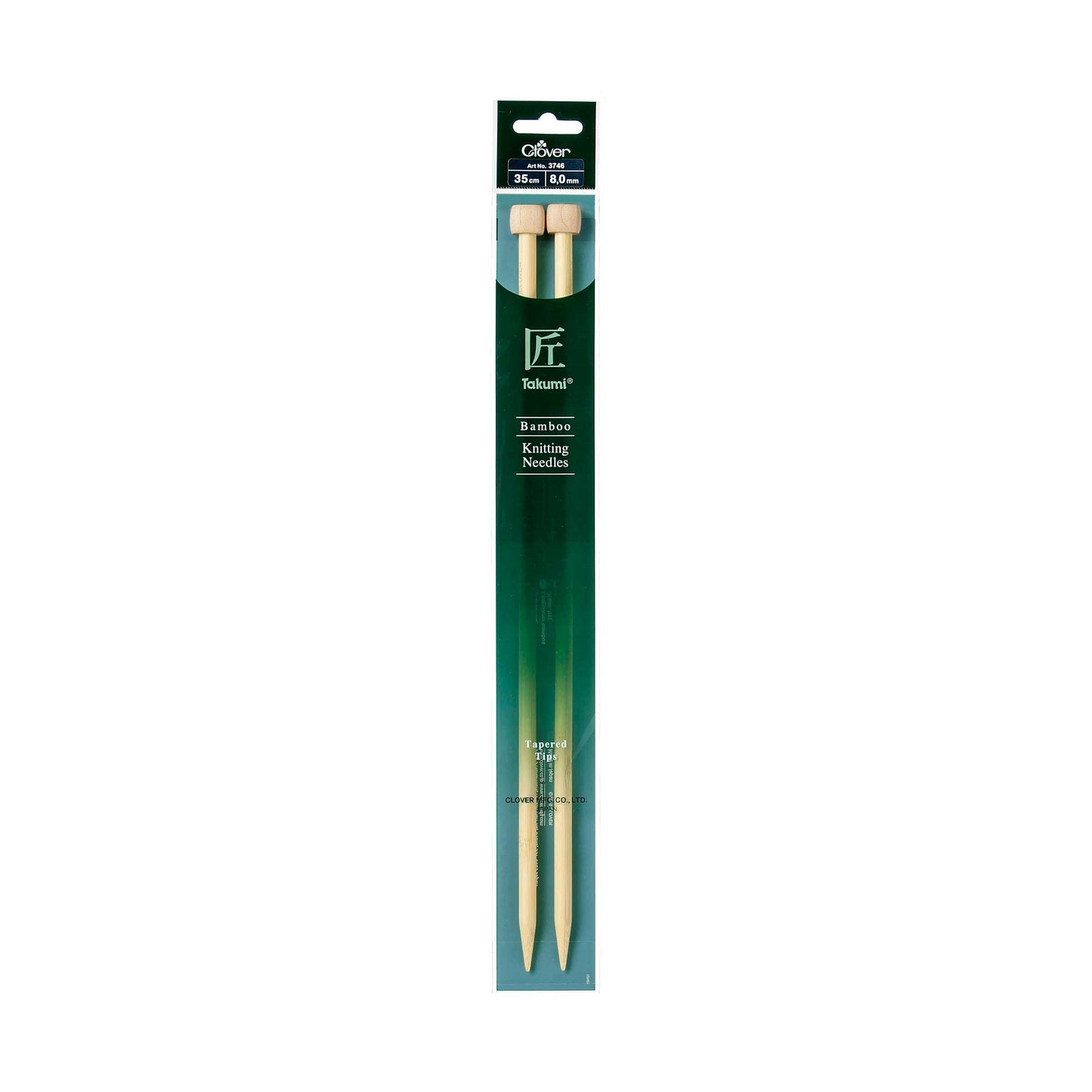 Clover Bamboo Knitting Needles Takumi Single Pointed Tapered Tips 35cm