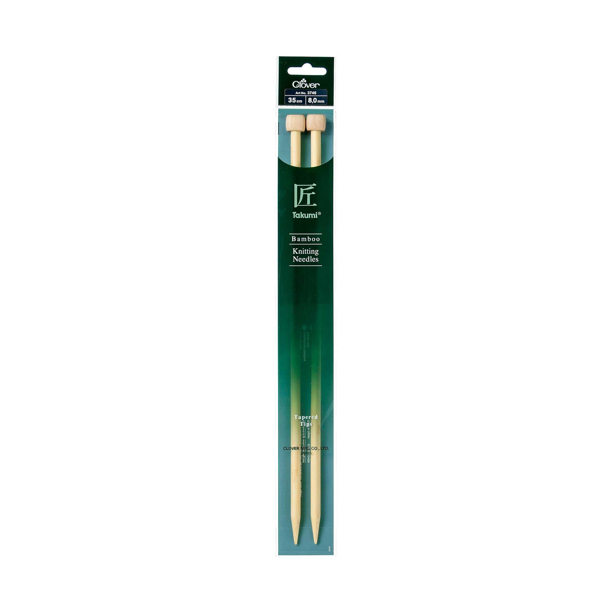 Clover Bamboo Knitting Needles Takumi Single Pointed Tapered Tips 35cm