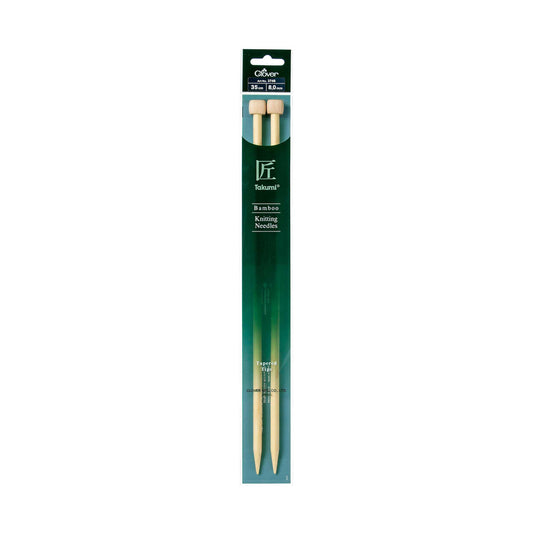 Clover Bamboo Knitting Needles Takumi Single Pointed Tapered Tips 35cm