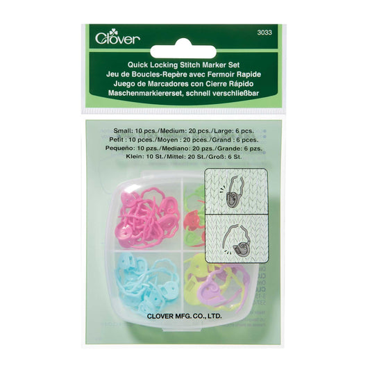 Clover Locking Stitch Markers Set 3033 (36pc) – Small/Medium/Large