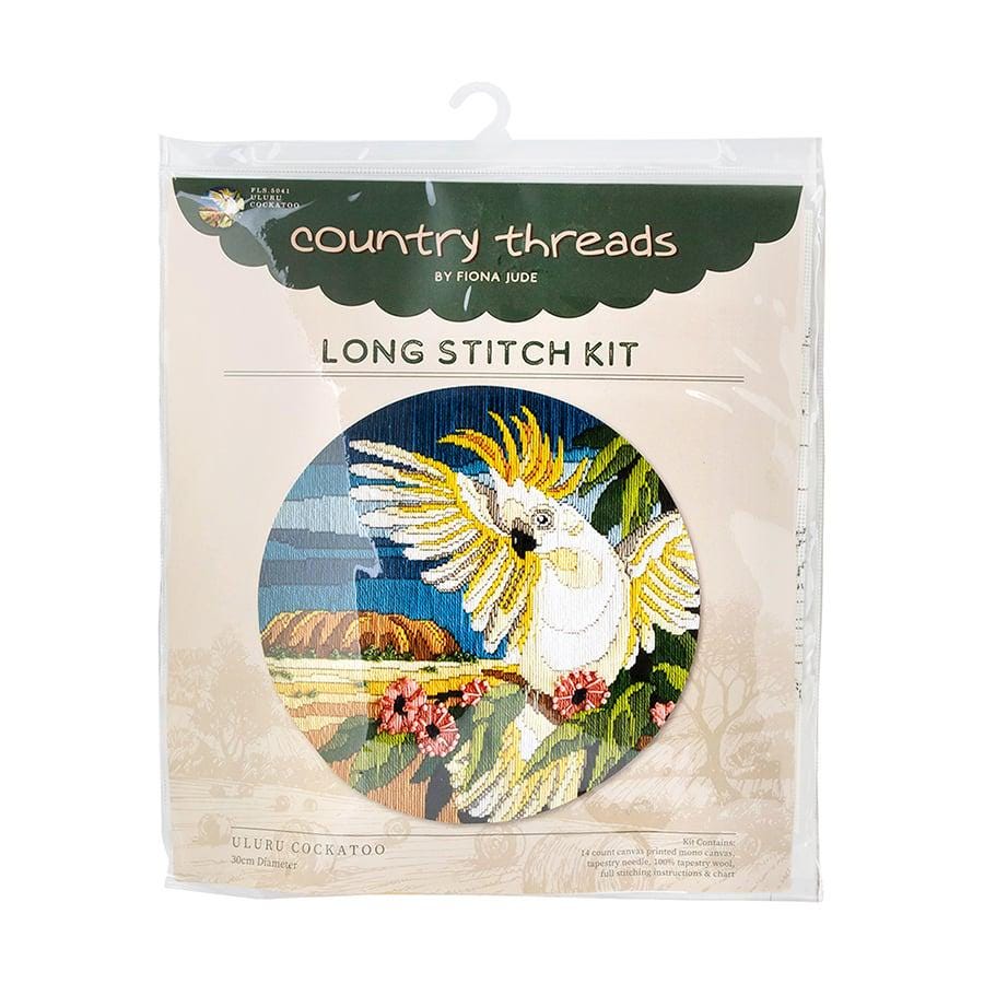 Fiona Jude Country Threads Uluru Cockatoo Long Stitch Kit – 30cm Round