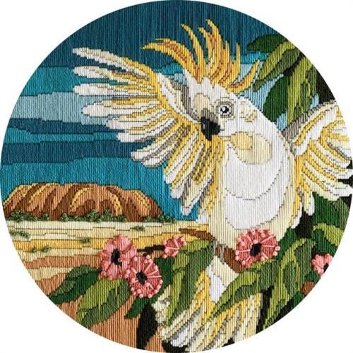 Fiona Jude Country Threads Uluru Cockatoo Long Stitch Kit – 30cm Round