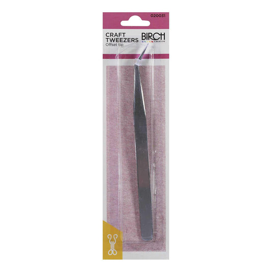 Birch Craft Tweezers – Offset Tip | Sewing Machine Tool | Overlocker Threading Tool