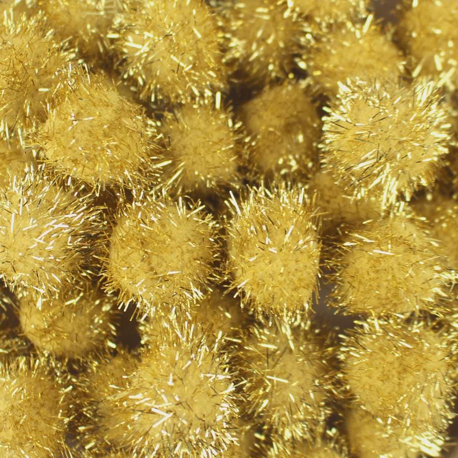 Metallic Pom Poms 25mm Gold or Silver 100 Pack Craft Supplies