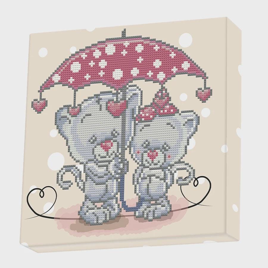 Diamond Dotz DOTZ BOX It's Raining Love Large | 28 x 28cm | No Framing Required | DIY Diamond Painting Kit