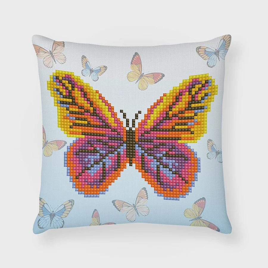 Diamond Dotz Butta Flutta Pillow Kit | Butterfly Diamond Painting Cushion Cover | 18 x 18cm | DIY Diamond Art | Pillow Cover Only