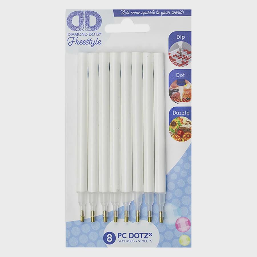 Diamond Dotz Bulk Pack White Styluses With Blue Logo Pack of 8