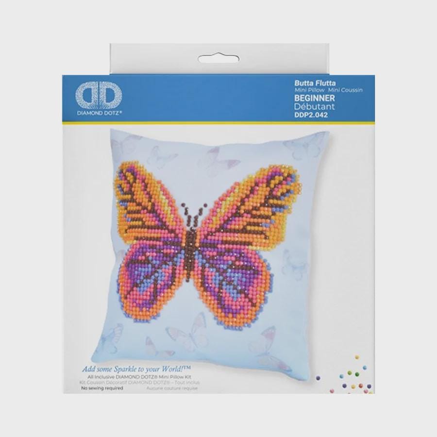 Diamond Dotz Butta Flutta Pillow Kit | Butterfly Diamond Painting Cushion Cover | 18 x 18cm | DIY Diamond Art | Pillow Cover Only