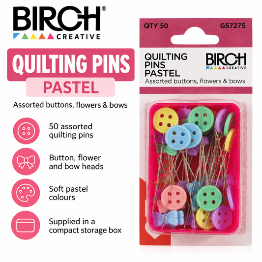 Birch Quilting Pins Pastel – 50 Pack